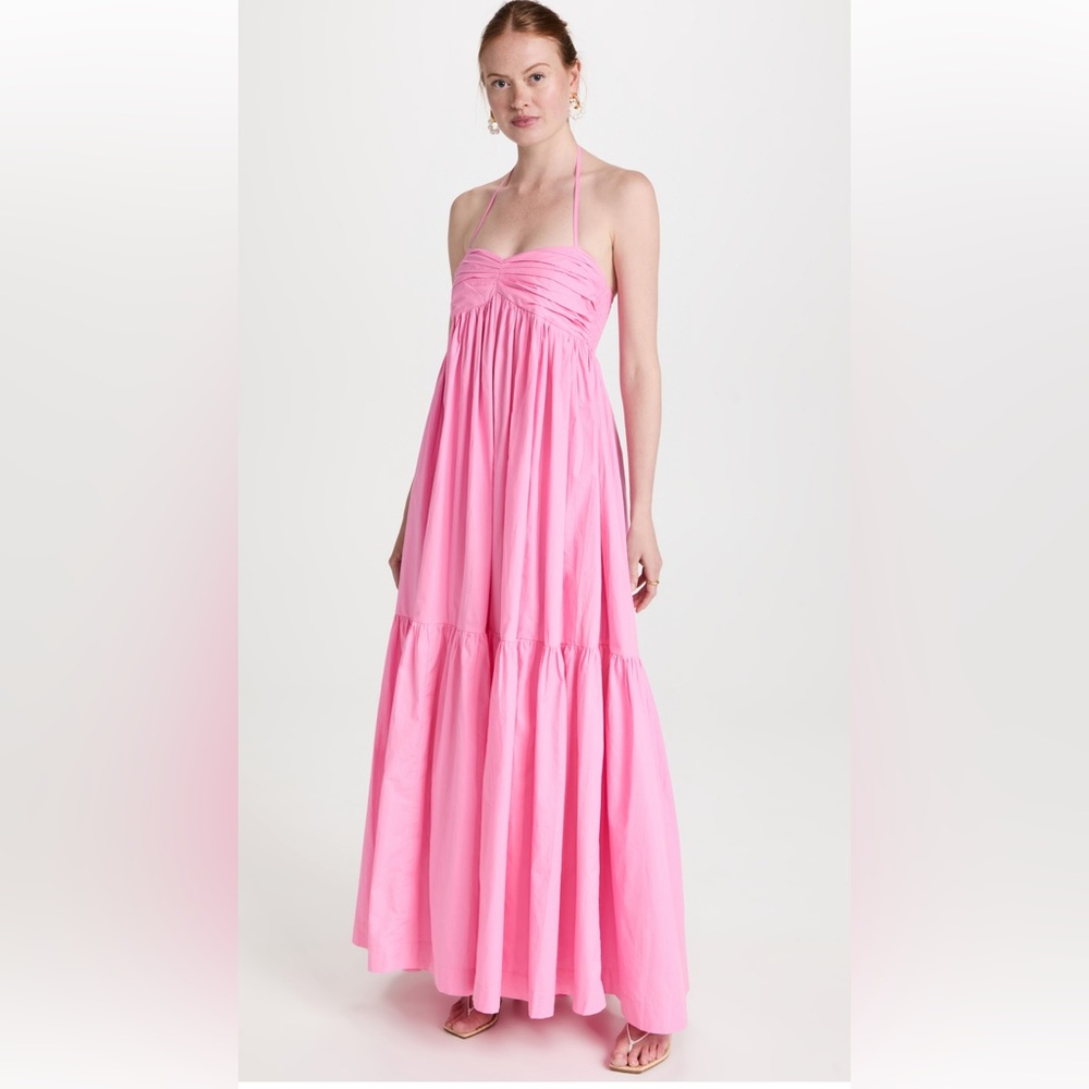 SWF Sweetheart Tiered Pink Maxi Dress with Pockets Size M NWOT